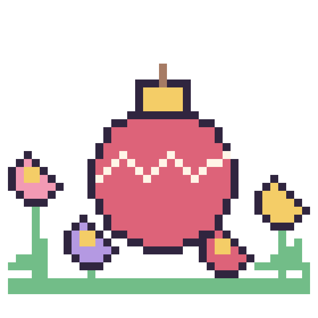 Modèle de pixel art Boule de Noël dans le jardin sur une grille de 40 par 40 cases
