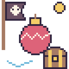 Pixel art Boule de Noël en aventure pirate, grille 40 × 40