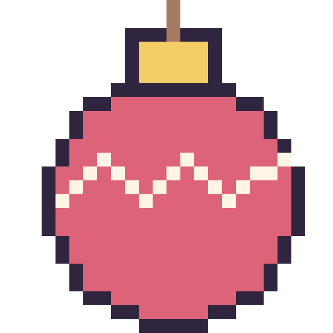 Modèle de pixel art Boule de Noël sur une grille de 24 par 24 cases