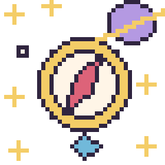 Pixel art Boussole dans l’espace, grille 40 × 40