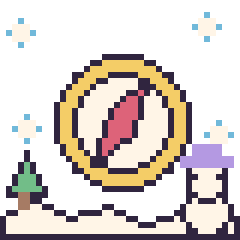 Pixel art Boussole en hiver, grille 40 × 40