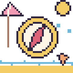 Pixel art Boussole à la plage, grille 40 × 40
