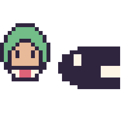 Pixel art Bowser Junior mini et Bill Balle mini, grille 32 × 32