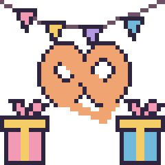 Pixel art Bretzel pour un anniversaire, grille 40 × 40