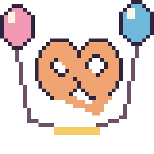 Modèle de pixel art Bretzel avec des ballons sur une grille de 40 par 40 cases