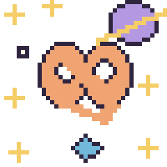Pixel art Bretzel dans l’espace, grille 40 × 40