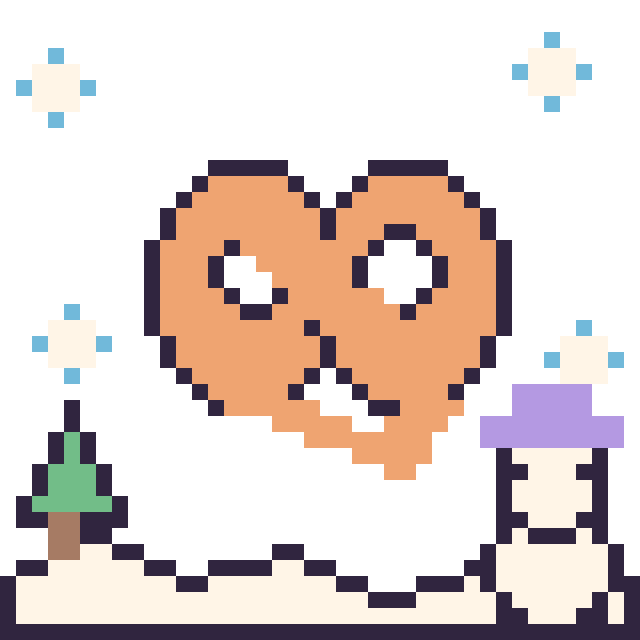 Modèle de pixel art Bretzel en hiver sur une grille de 40 par 40 cases