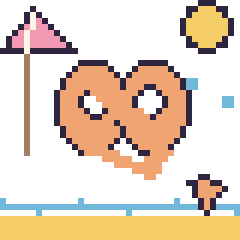 Pixel art Bretzel à la plage, grille 40 × 40