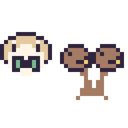 Pixel art Brindibou mini et Doduo mini, grille 32 × 32
