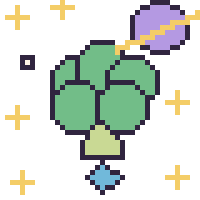 Modèle de pixel art Brocoli dans l’espace sur une grille de 40 par 40 cases