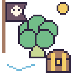 Pixel art Brocoli en aventure pirate, grille 40 × 40