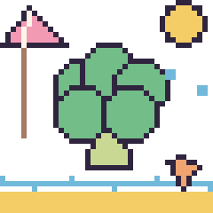 Pixel art Brocoli à la plage, grille 40 × 40