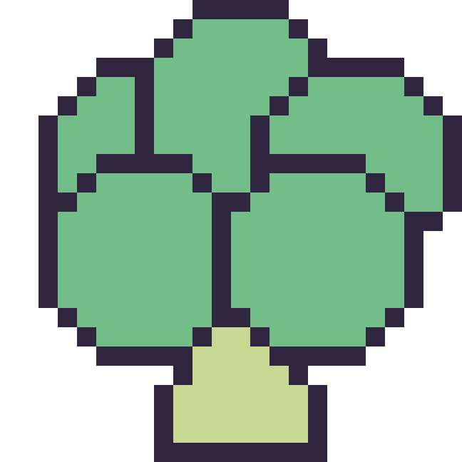 Modèle de pixel art Brocoli sur une grille de 24 par 24 cases