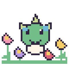 Pixel art Bulbizarre dans le jardin, grille 40 × 40