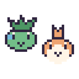 Pixel art Bulbizarre mini et Poussifeu mini, grille 32 × 32