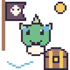 Pixel art Bulbizarre en aventure pirate, grille 40 × 40