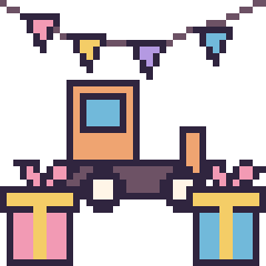 Pixel art Bulldozer pour un anniversaire, grille 40 × 40