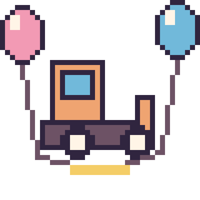 Modèle de pixel art Bulldozer avec des ballons sur une grille de 40 par 40 cases