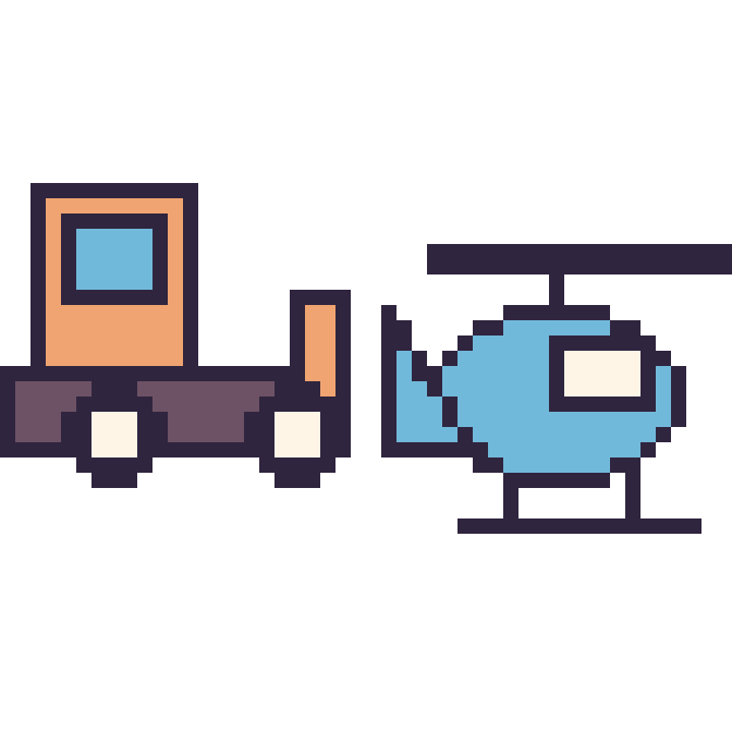 Modèle de pixel art Bulldozer et Hélicoptère sur une grille de 48 par 48 cases