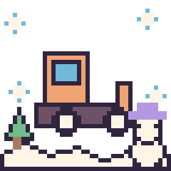 Pixel art Bulldozer en hiver, grille 40 × 40