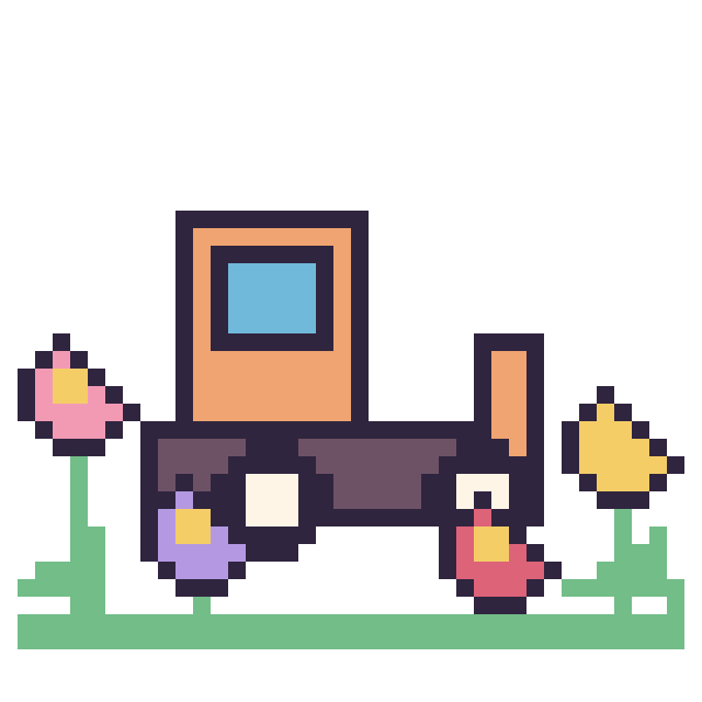 Modèle de pixel art Bulldozer dans le jardin sur une grille de 40 par 40 cases