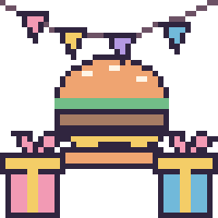 Pixel art Burger pour un anniversaire, grille 40 × 40