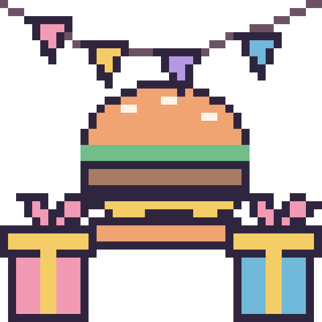 Modèle de pixel art Burger pour un anniversaire sur une grille de 40 par 40 cases