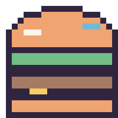 Pixel art Burger décoré, grille 20 × 20