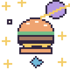 Pixel art Burger dans l’espace, grille 40 × 40