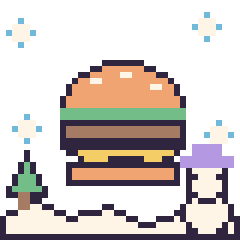 Pixel art Burger en hiver, grille 40 × 40