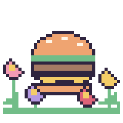 Pixel art Burger dans le jardin, grille 40 × 40