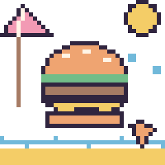 Pixel art Burger à la plage, grille 40 × 40