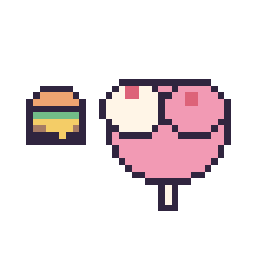 Pixel art Burger simple 10 × 10 et Sucette double garniture, grille 40 × 40