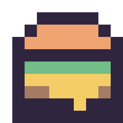 Pixel art Burger simple 10 × 10, grille 10 × 10