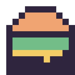 Pixel art Burger simple 12 × 12, grille 12 × 12