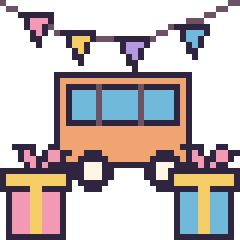 Pixel art Bus pour un anniversaire, grille 40 × 40