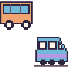 Pixel art Bus et Train, grille 48 × 48