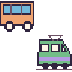 Pixel art Bus et Tramway, grille 48 × 48