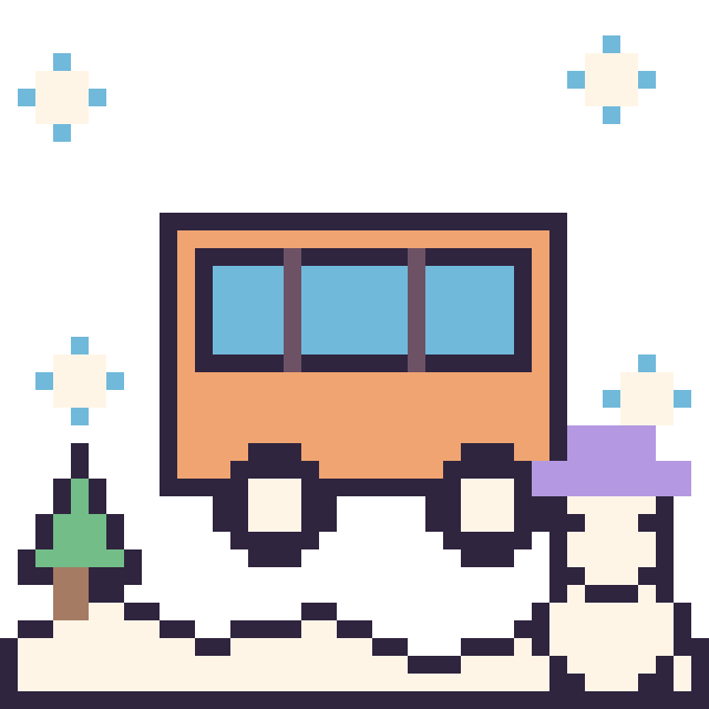 Modèle de pixel art Bus en hiver sur une grille de 40 par 40 cases