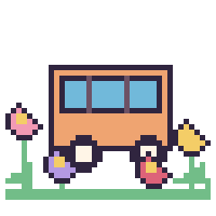 Pixel art Bus dans le jardin, grille 40 × 40