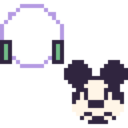 Pixel art Buzz l’Éclair mini et Mickey mini, grille 32 × 32