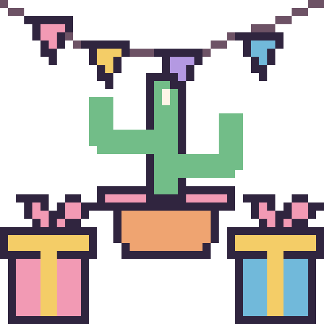 Modèle de pixel art Cactus pour un anniversaire sur une grille de 40 par 40 cases