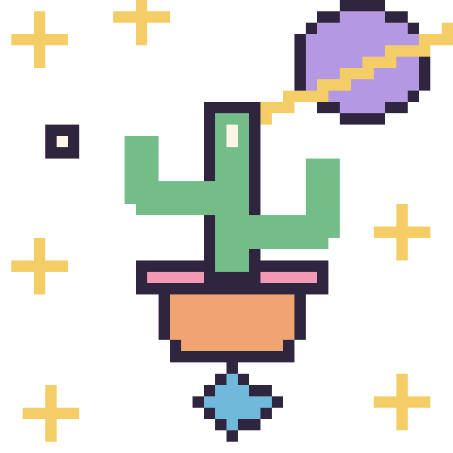 Modèle de pixel art Cactus dans l’espace sur une grille de 40 par 40 cases