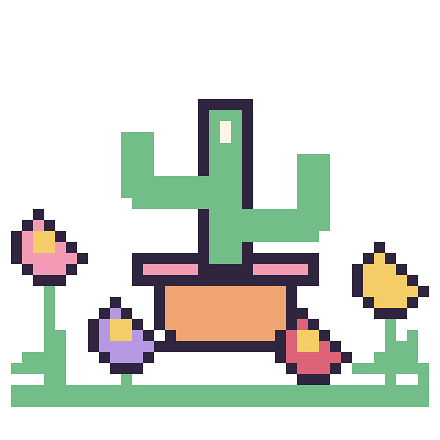 Modèle de pixel art Cactus dans le jardin sur une grille de 40 par 40 cases