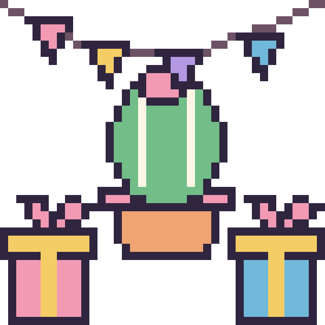 Modèle de pixel art Cactus rond pour un anniversaire sur une grille de 40 par 40 cases