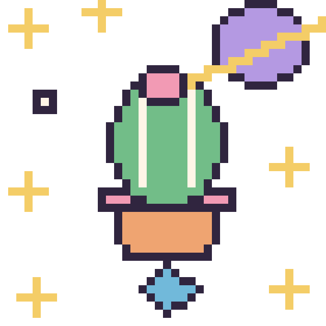 Modèle de pixel art Cactus rond dans l’espace sur une grille de 40 par 40 cases