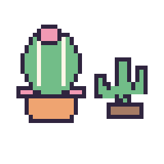 Pixel art Cactus rond et Cactus kawaii 16 × 16, grille 40 × 40