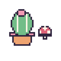 Pixel art Cactus rond et Champignon simple 10 × 10, grille 40 × 40