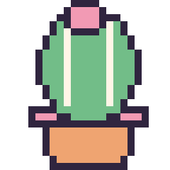 Pixel art Cactus rond, grille 24 × 24