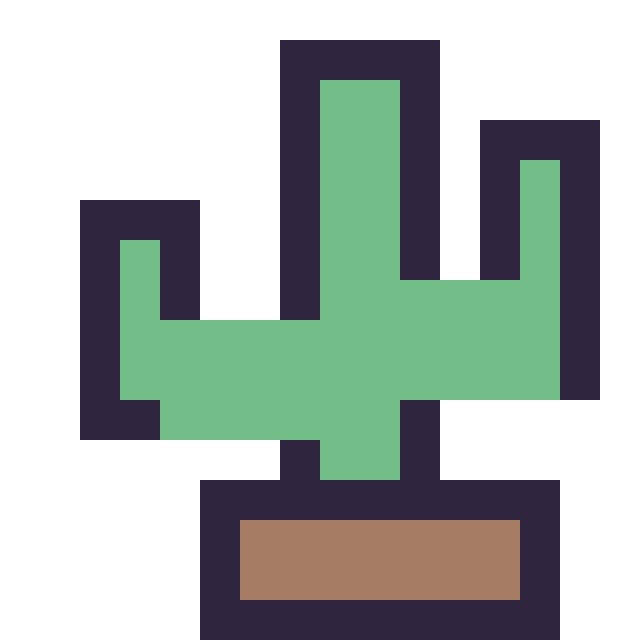 Modèle de pixel art Cactus simple 16 × 16 sur une grille de 16 par 16 cases